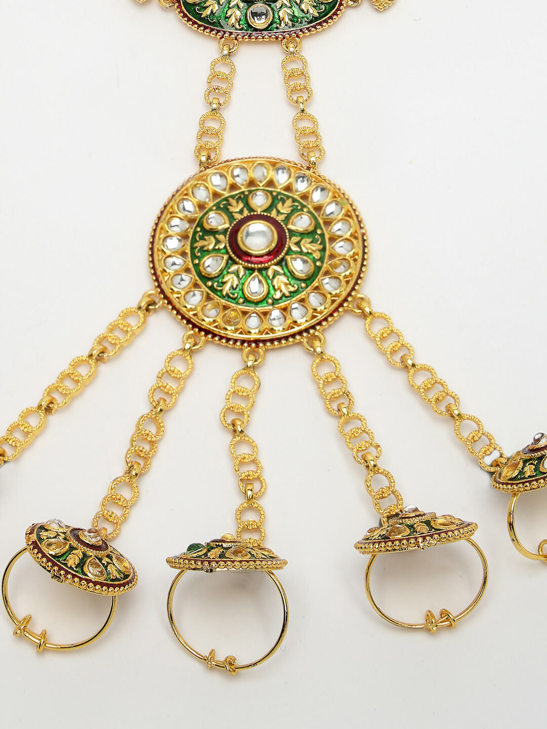 NVR Women's Gold-Polished CZ Stone-Studded Handcrafted Ring Bracelet | Grocsy