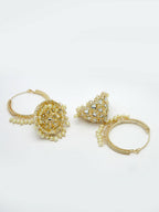 NVR Women Gold-Polished Handcrafted Kundan Jhumka Earrings | Grocsy