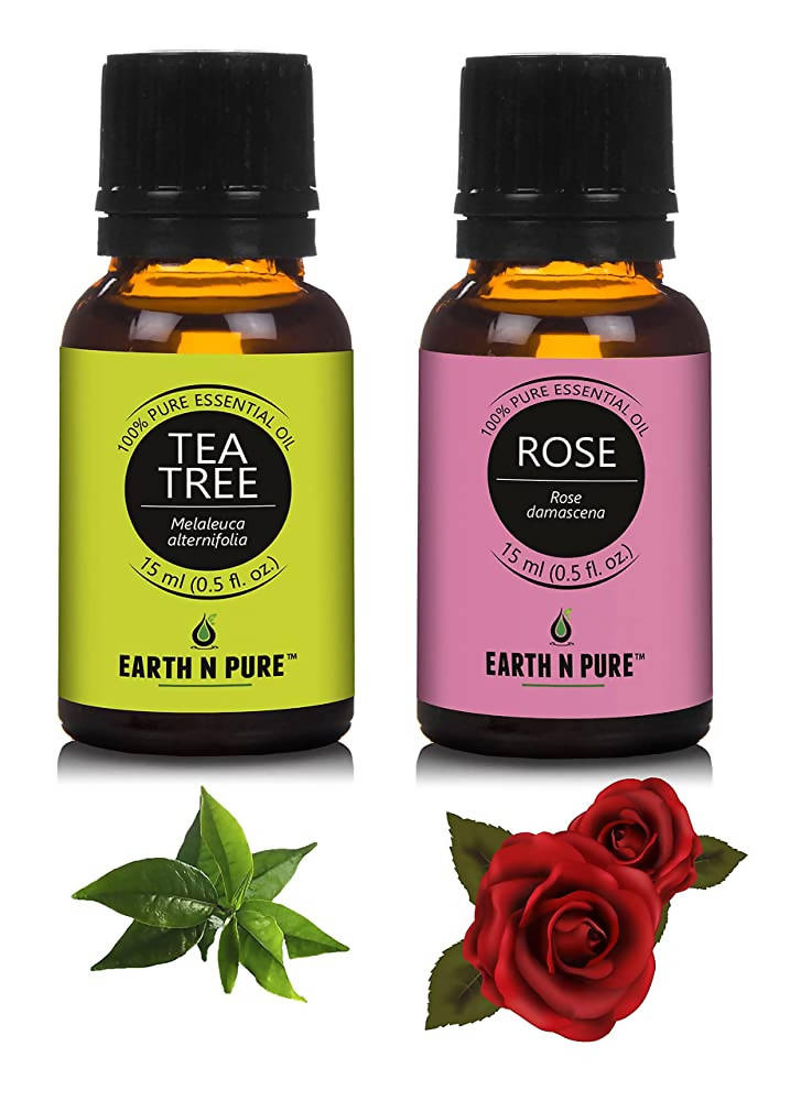 Earth N Pure Rose & Tea Tree Essential Oils | Grocsy