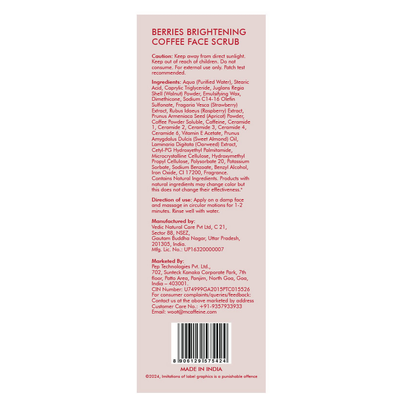 mCaffeine Berries Brightening Coffee Face Scrub | Grocsy