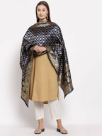 Myshka Women's Black Silk Print Casual Dupatta | Grocsy