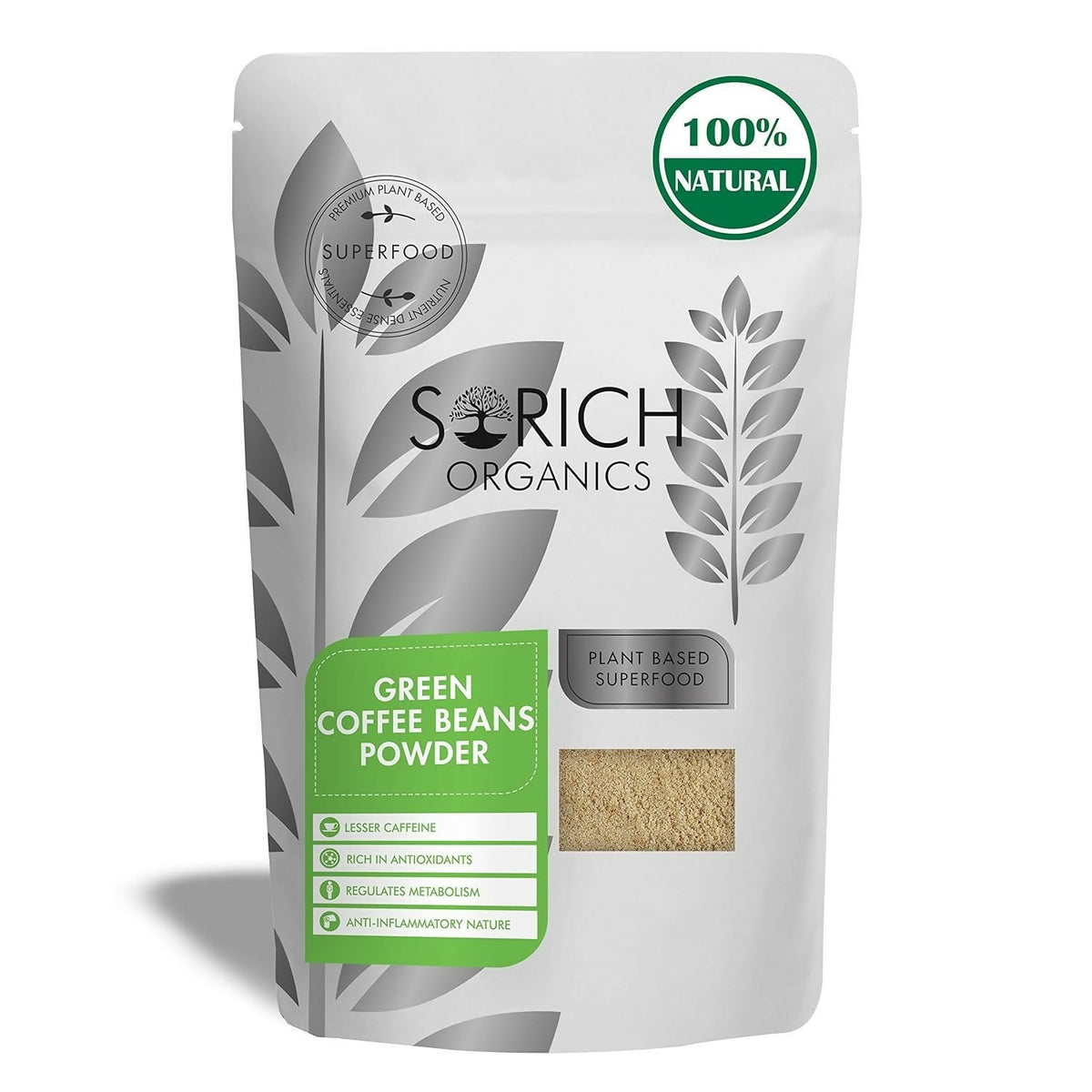 Sorich Organics 100% Pure & Natural Green Coffee Beans Powder | Grocsy