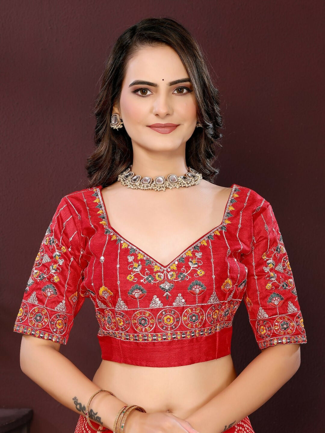 Ai Fashion Red Georgette Digital Print Party Wear Saree | Grocsy