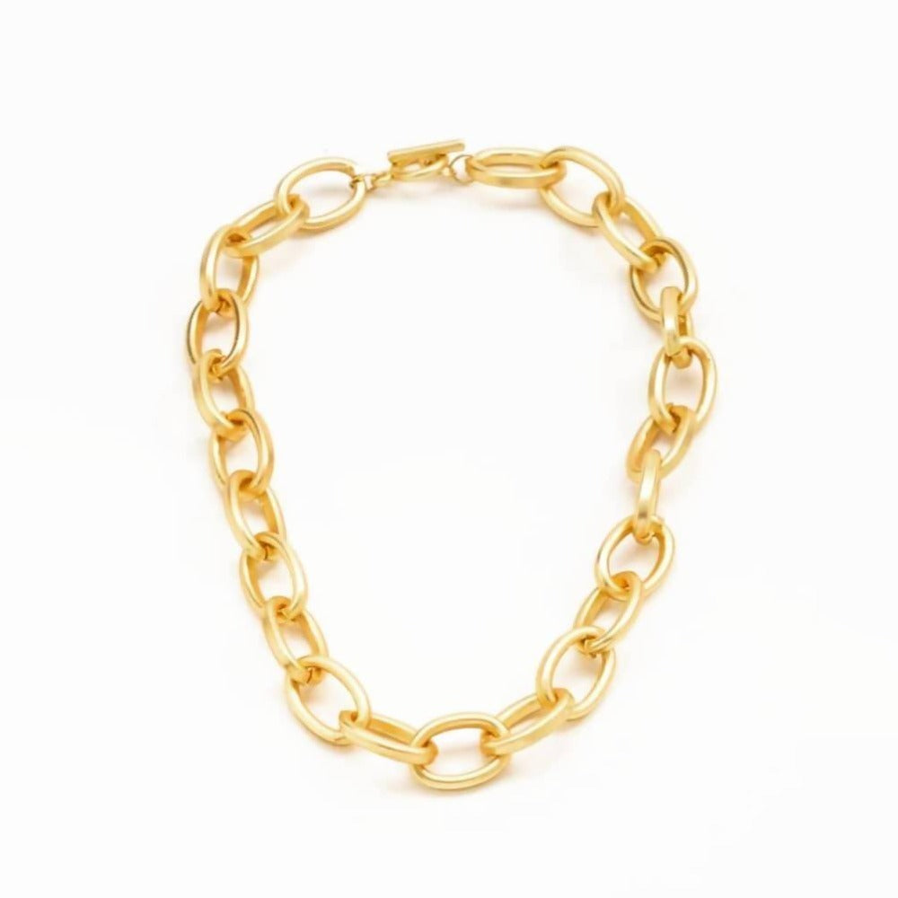 Bling Accessories Matt Gold Metal Chain Necklace | Grocsy