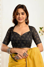 Vastranavya Mustard Digital Printed Linen Ready To Wear Designer Saree with Unstitched Blouse | Grocsy