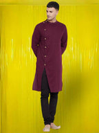 Even Apparels Pure Cotton Maroon Asymetrical Kurta - Maroon | Grocsy