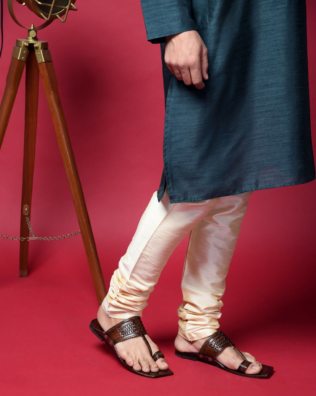 Stepsoft Men'S Designer Kolhapuri Chappal | Brown Handcrafted Ethnic Leather Footwear | Grocsy