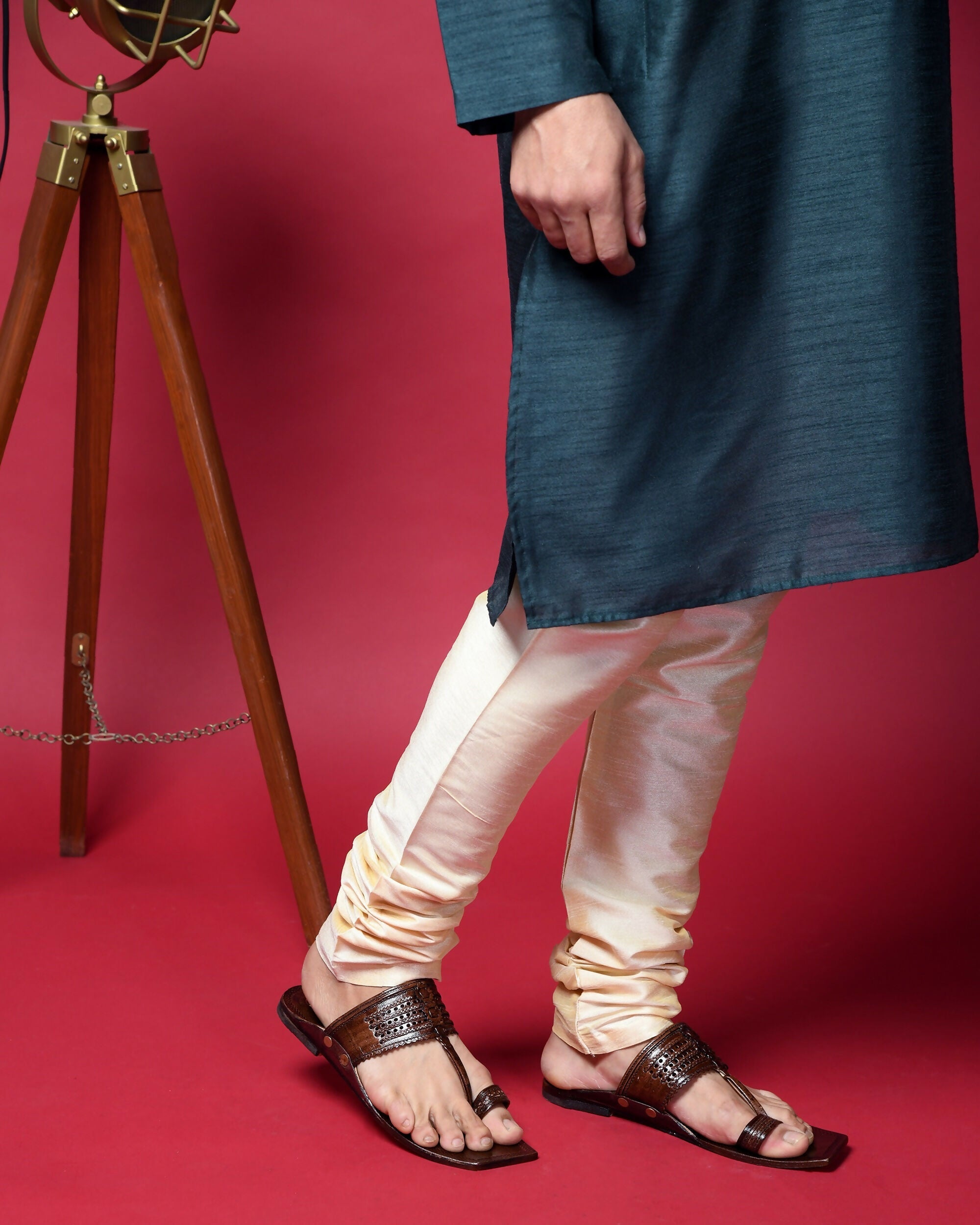 Stepsoft Men'S Designer Kolhapuri Chappal | Brown Handcrafted Ethnic Leather Footwear | Grocsy