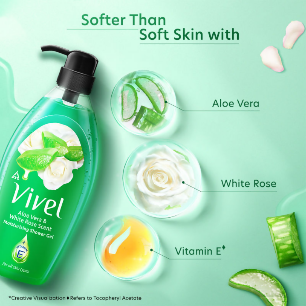 Vivel Aloe Vera & White Rose Scent Moisturizing Shower Gel | Grocsy
