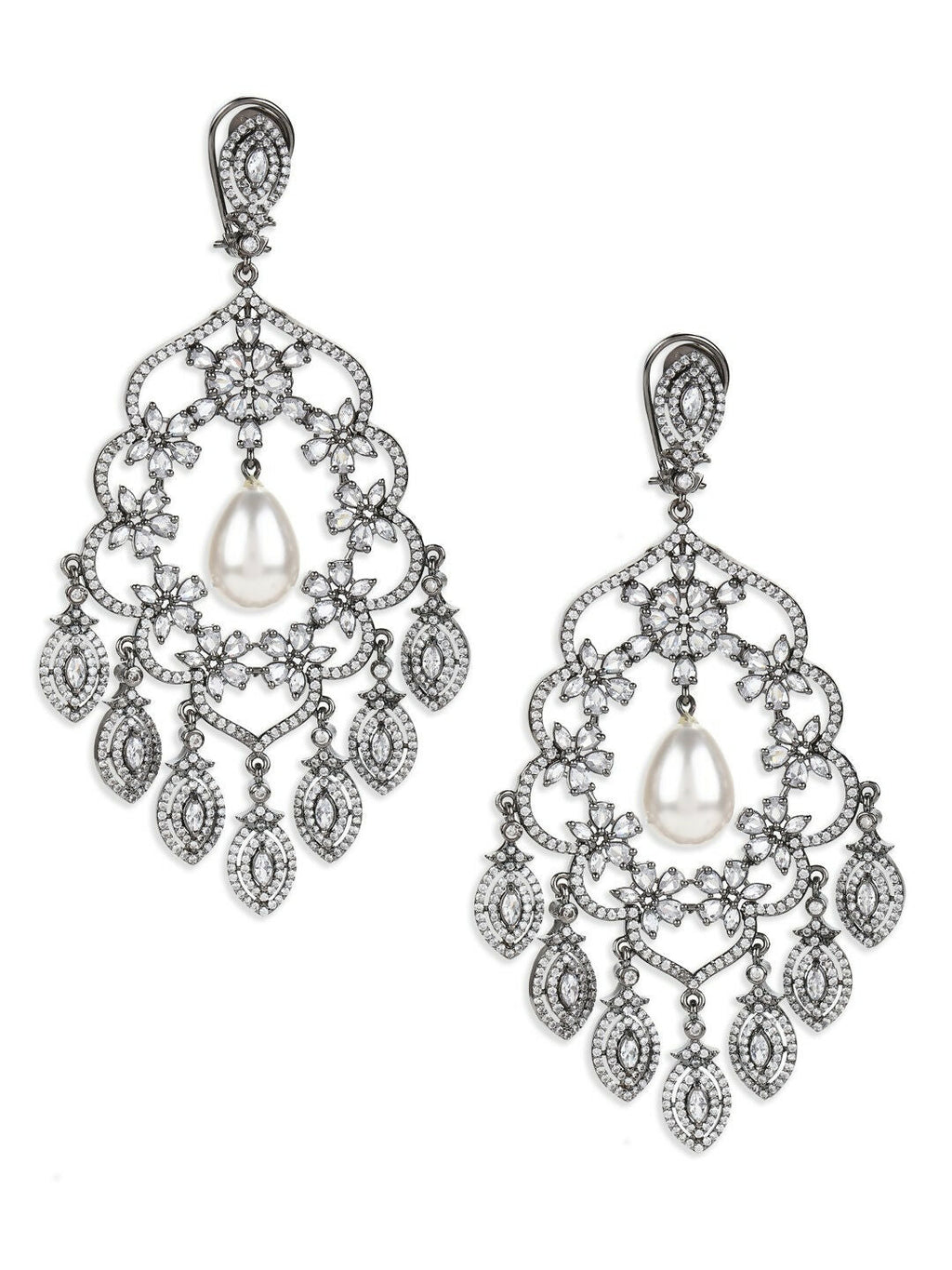 Long Chand with Pearl Drop Earrings - Ruby Raang | Grocsy