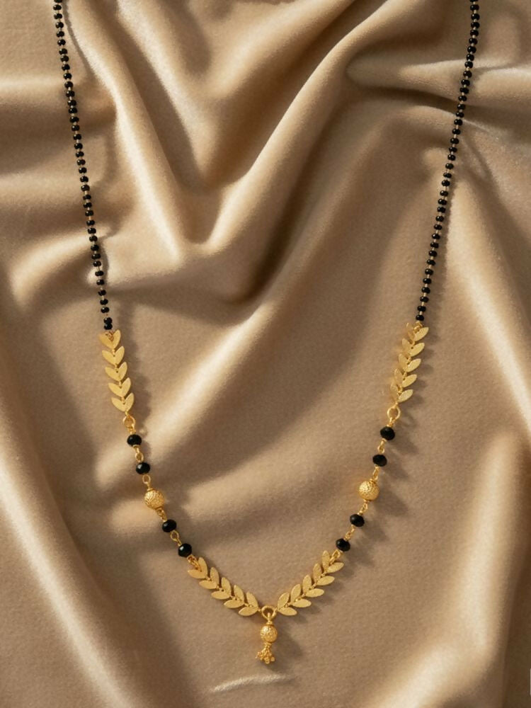 NVR Women Gold Plated Black Beaded Short Design Mangalsutra | Grocsy