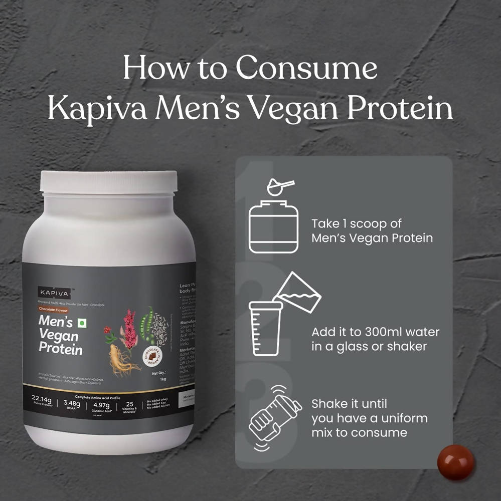 Kapiva Ayurveda Men's Vegan Protein - Chocolate Flavour | Grocsy