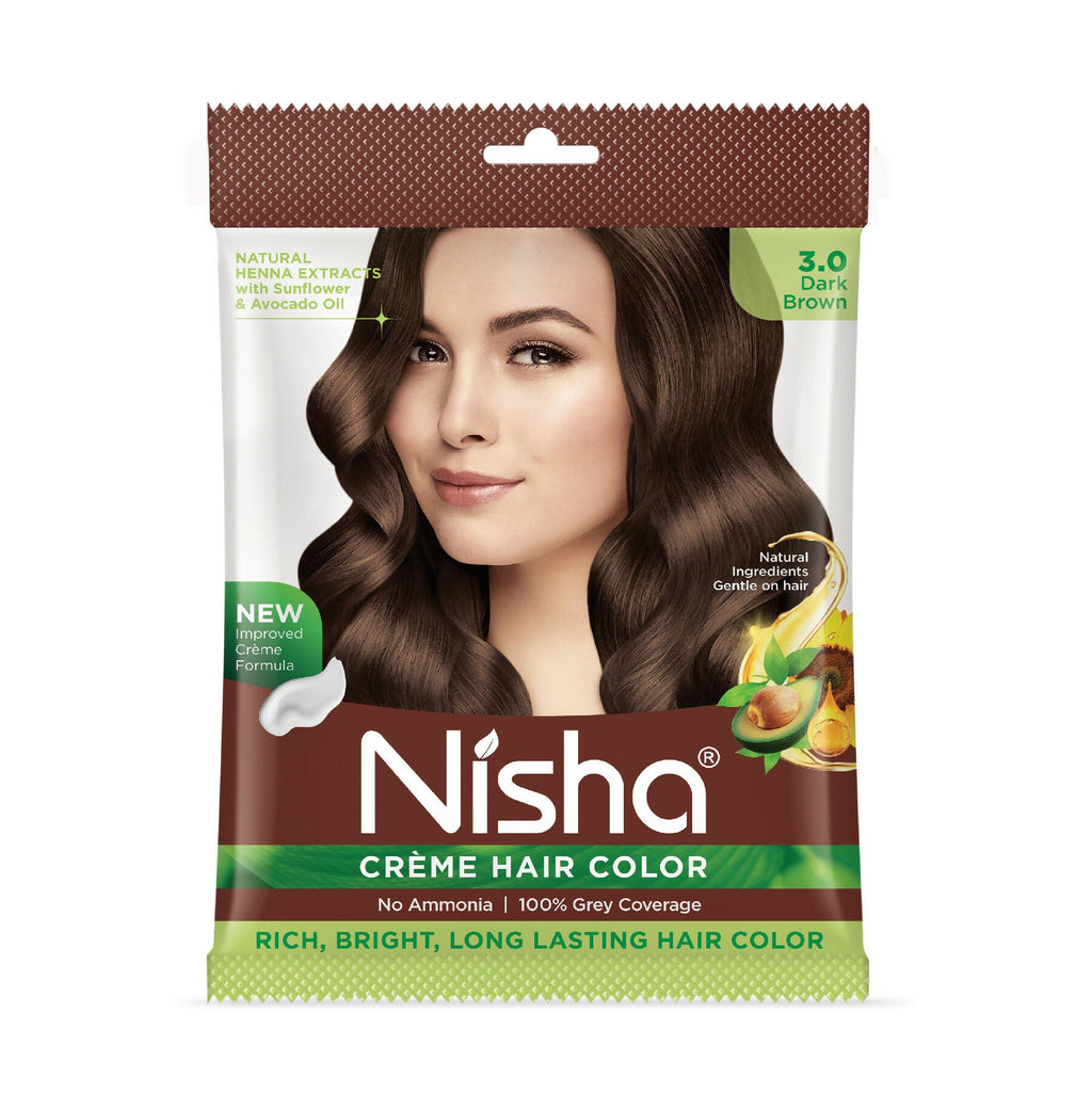 Nisha Creme Hair Color for Women - Dark Brown | Grocsy