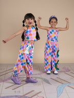 Snakes and Ladders Girls Multi Color Rotary Print Top and Pant Set from Siblings Collection | Grocsy