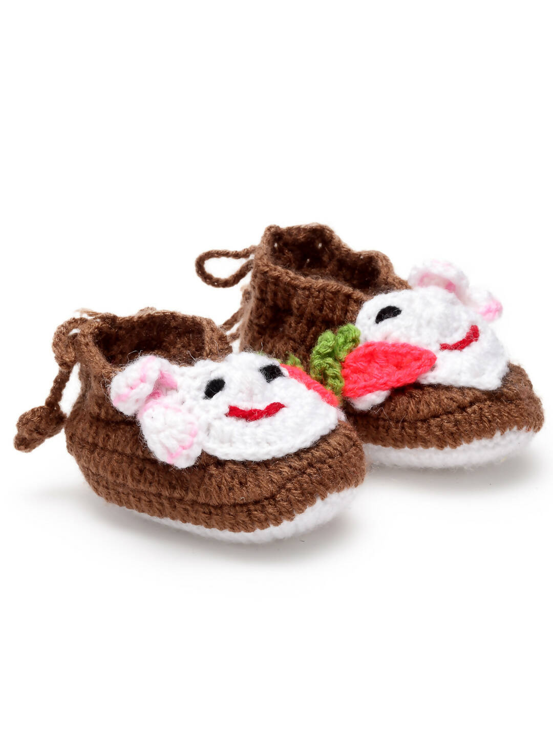 Chutput Kids Woollen Hand Knitted Self Desgin Booties - Brown | Grocsy