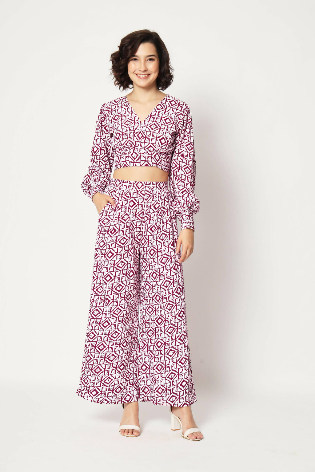 Pink Crepe Digital Printed Top With Matching Trouser - Shivani | Grocsy