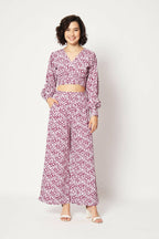 Pink Crepe Digital Printed Top With Matching Trouser - Shivani | Grocsy