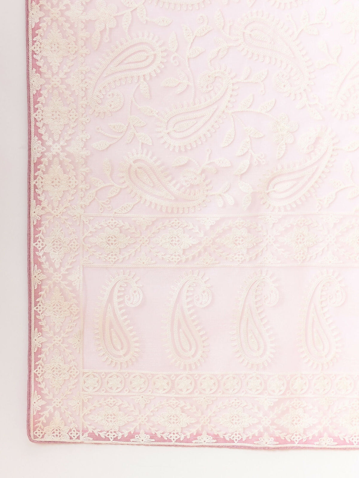 Purple Organza Paisely Embroidered Saree with Unstitched Blouse Piece - Roozal | Grocsy