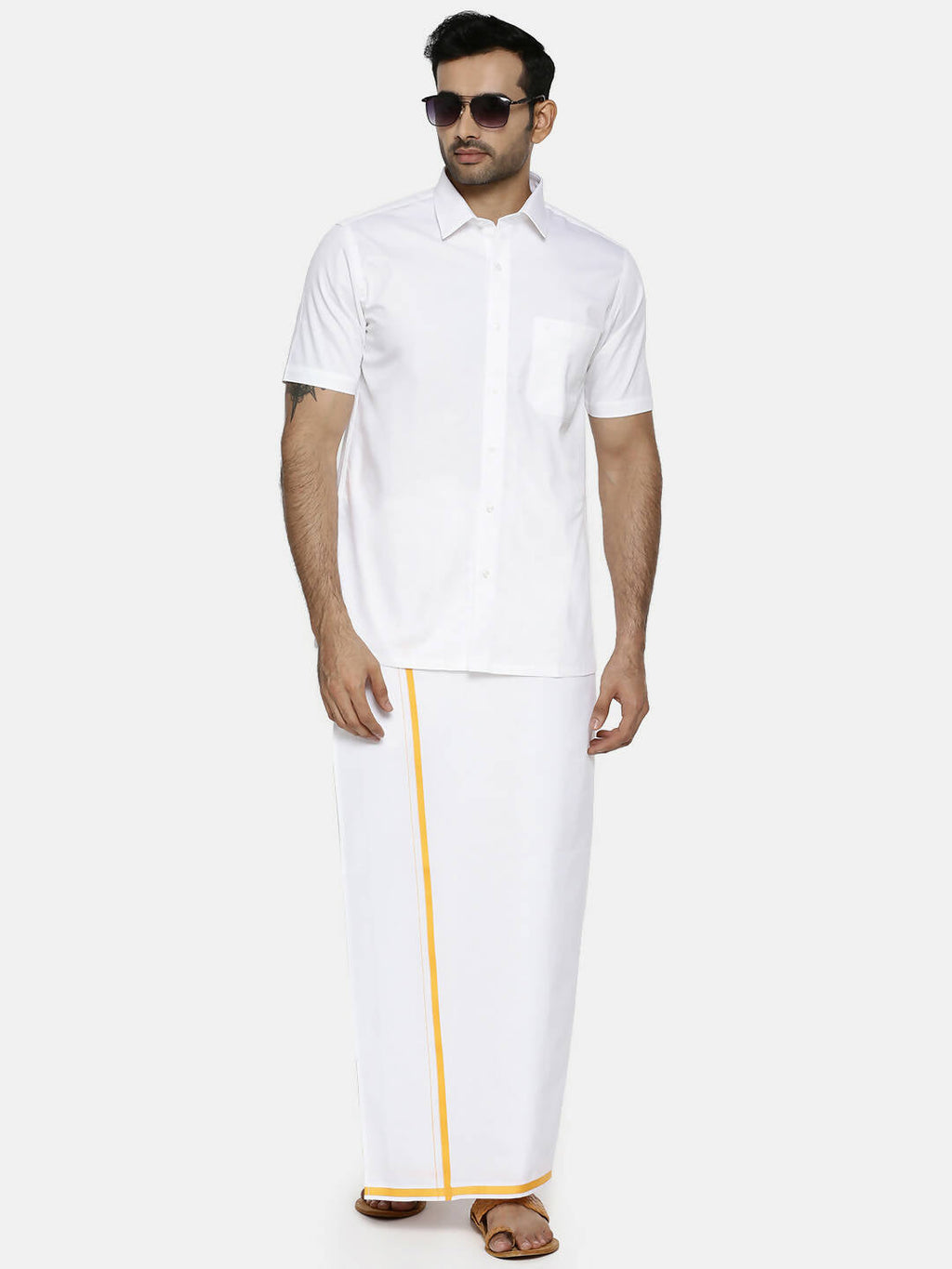 Ramraj Cotton Mens Half Sleeve Formal 100% Cotton White Shirt | Grocsy