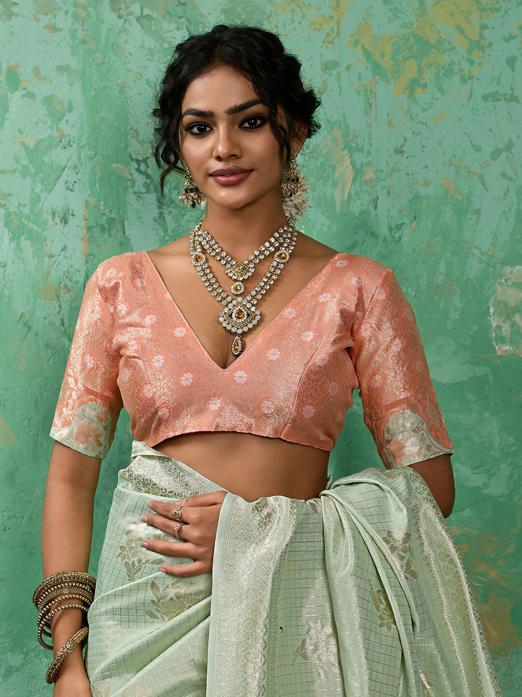 Shree Shyam Fashion Rama Green Linen Cotton Saree | Grocsy