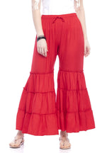 Mominos Fashion Reyon Cotton Red Palazzo | Grocsy
