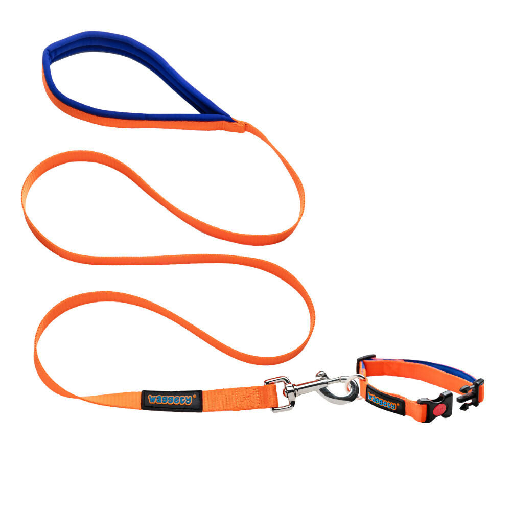 Waggety Dog Leash - Durable Orange Polyester, Length - 5Ft, Comfortable Grip, Stylish Pet Leash for Dogs | Grocsy