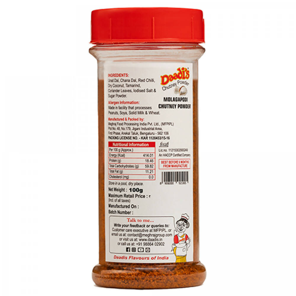 Daadi's Molagapodi Chutney Powder | Grocsy