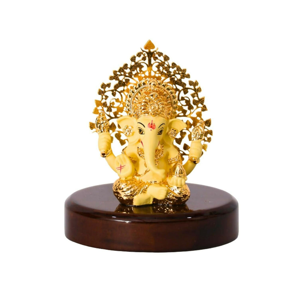 House Of Wemy Gold-Polished Lord Kalpavrikshya Tree Ganesha Idol | Grocsy