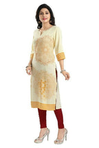 Snehal Creations Yellow Rayon Textured Print Long Kurta For Women | Grocsy