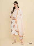 Designer Stylish white cotton Stitched Suit With Dupatta - Tanisha | Grocsy