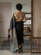Suta Black Ethnic Motifs Cotton Blend Saree | Grocsy