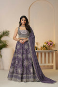 Kesar Fab Purple Silk Embroidered Lehenga | Grocsy