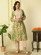 Myshka Women's Multi Pure Cotton Kurta & Palazzos With Dupatta Party Sets | Grocsy