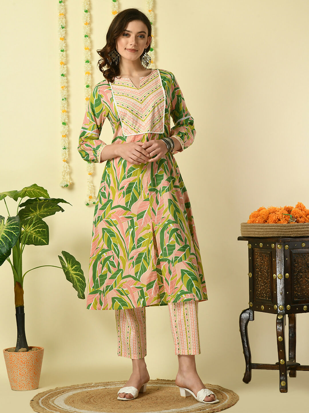 Myshka Women's Multi Pure Cotton Kurta & Palazzos With Dupatta Party Sets | Grocsy