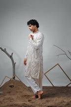 Off White Viscose Designer Embroidery Work Kurta Set - Mahotsav | Grocsy