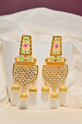 Traditional Gold-Polished Meenakari Beige Jhumka Jhumki Earrings By House of Ree - House of Ree