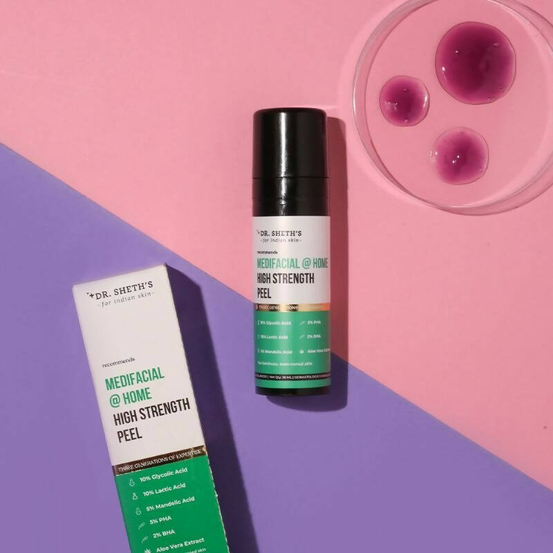 Dr. Sheth's Exfoliating Medifacial @ Home High Strength Peel AHA BHA Peeling Solution for Luminous, Even-Toned Skin | Grocsy