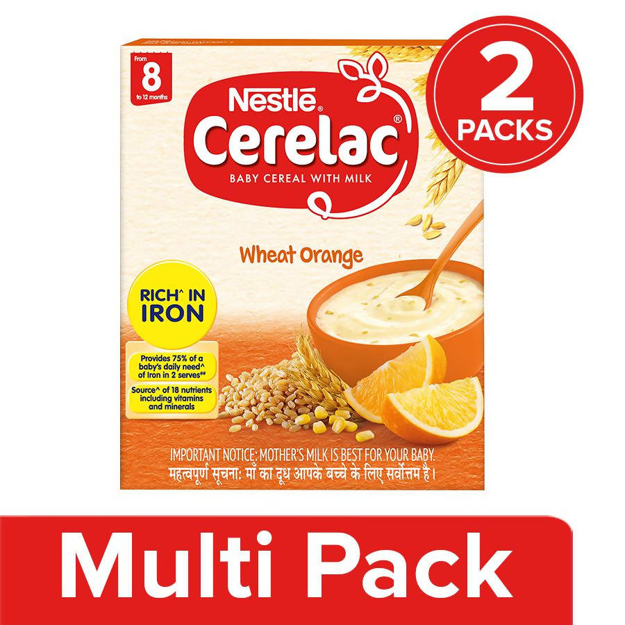 Nestle Cerelac Baby Cereal with Milk, Wheat Orange From 8 To 24 Months | Grocsy