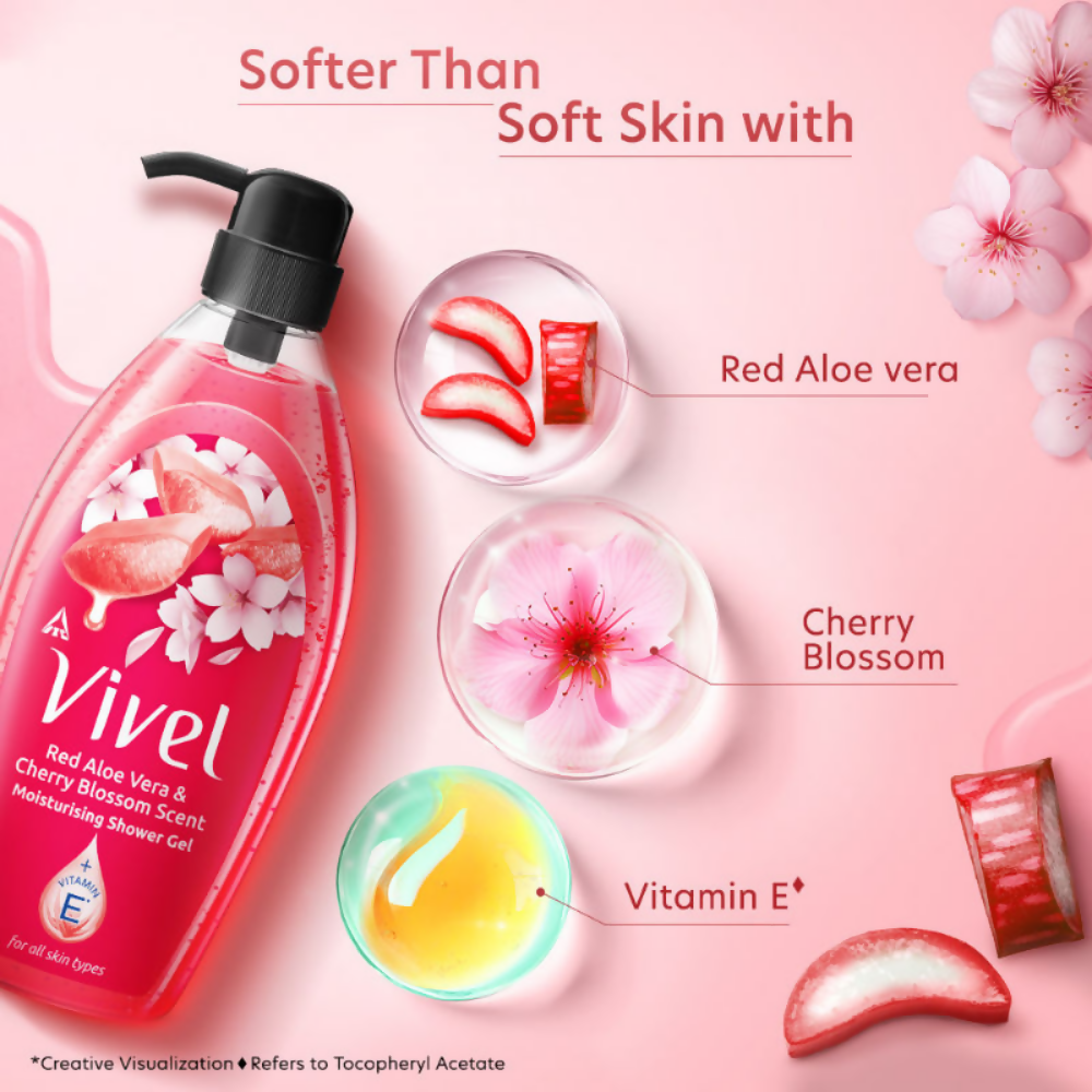 Vivel Red Aloe Vera & Cherry Blossom Scent Moisturizing Shower Gel | Grocsy