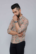 Miravan Men's Beige Comfort Floral Printed Casual Shirt | Grocsy