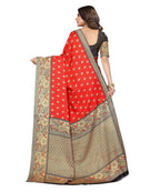 Vamika Red Printed Art Silk Saree | Grocsy