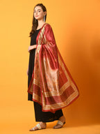 Myshka Women's Black Solid Anarkali Party Kurta Set With Printed Dupatta | Grocsy