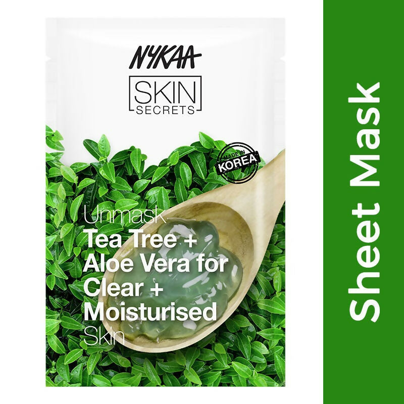 Nykaa Skin Secrets Indian Rituals Tea Tree + Aloe Vera Sheet Mask For Clear & Moisturised Skin | Grocsy