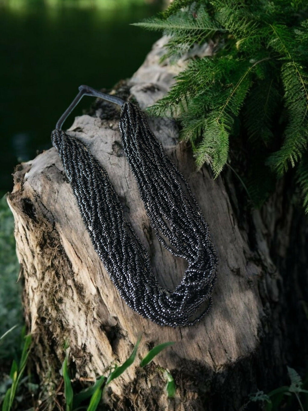 Inhanns Handmade Beaded Multilayer Necklace, 20 Layers - Black | Grocsy