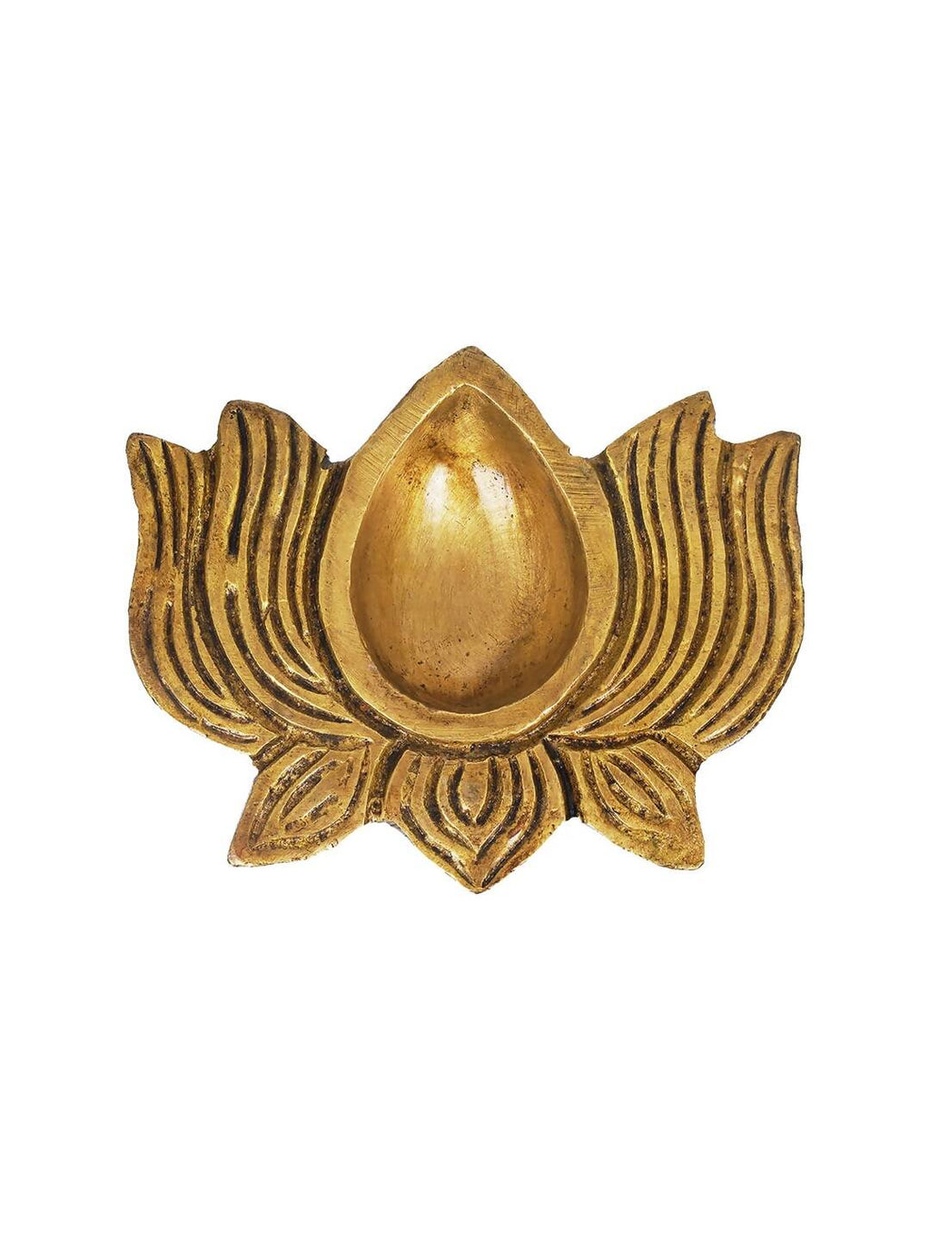 eCraftIndia Gold Toned Lotus Shaped Traditional Brass Diya | Grocsy