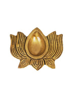 eCraftIndia Gold Toned Lotus Shaped Traditional Brass Diya | Grocsy