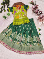 Teeya Creation New Kids Green Color Little Deer Forest Fantasy Lehenga Choli Set -Green | Grocsy