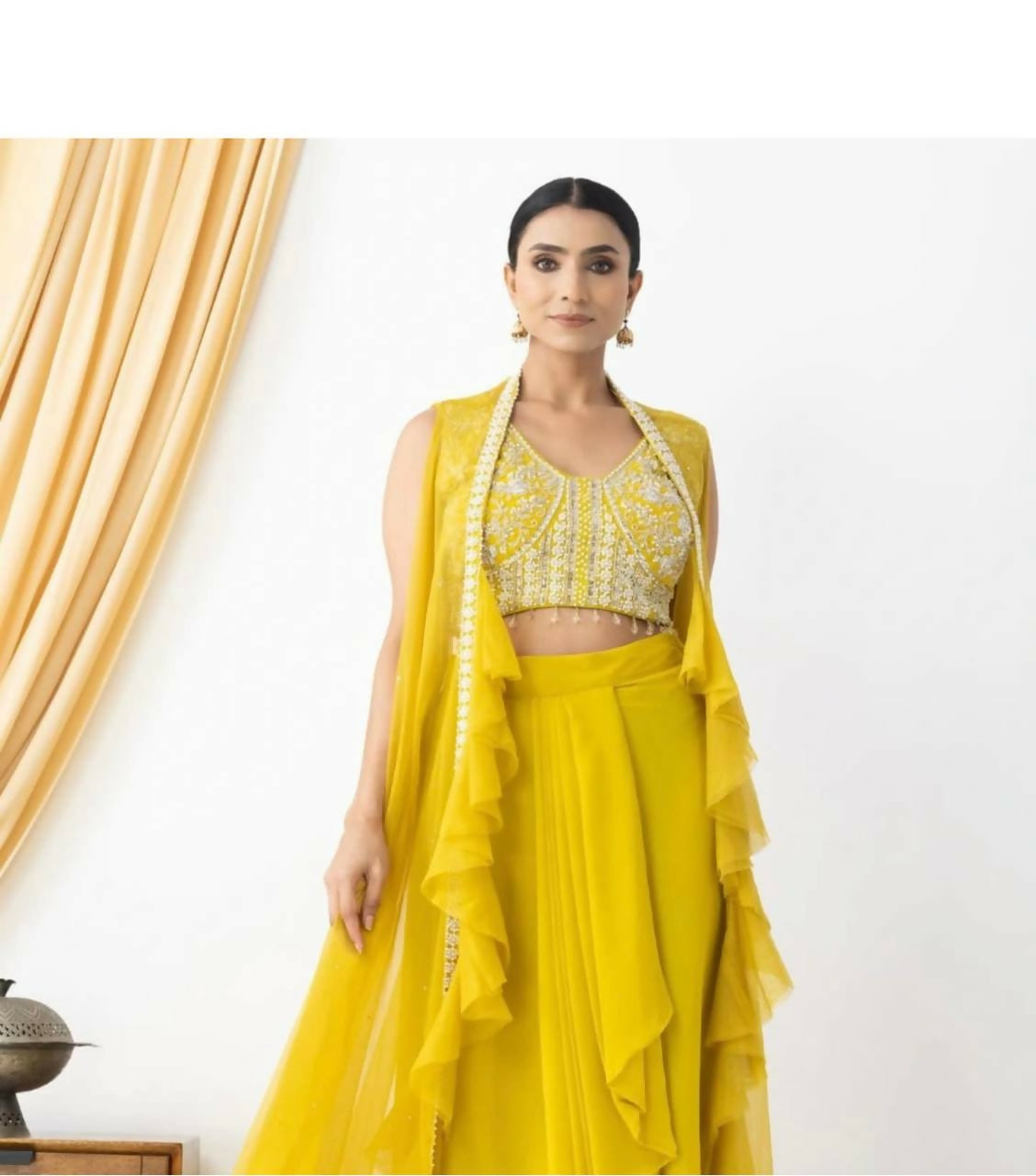 Joban Fashion Yellow Kurta Set Georgette Embroidery Sequence Work | Grocsy