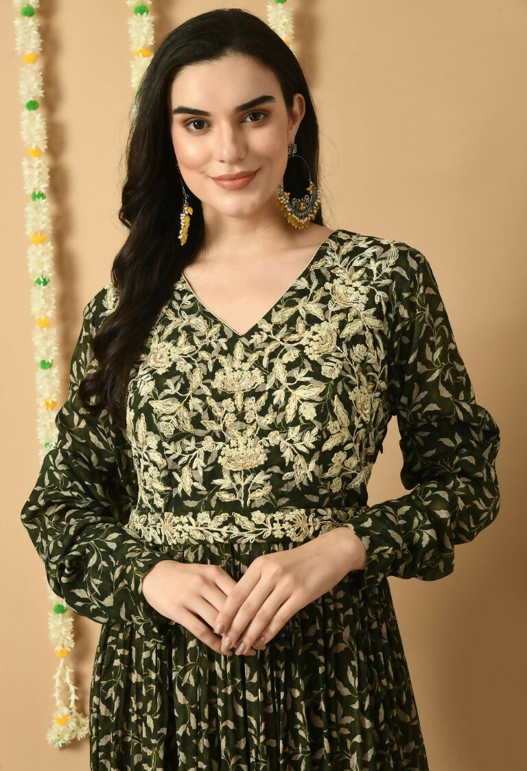 Joban Fashion Green Chinnon Kurta Set | Grocsy