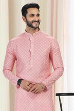 Raivat Ethnic Cotton Thread Work Kurta Pajama In Orange Colour | Grocsy